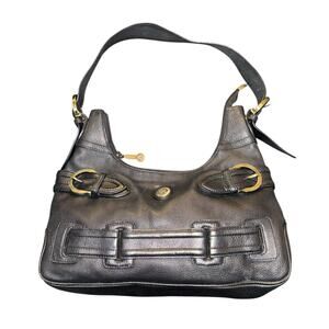 Y2K Style Black Leather Buckle Shoulder Bag Rioni Moda Italia Rustic Gold
